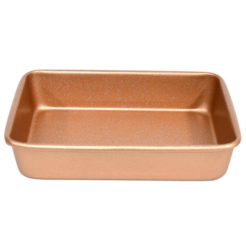 casaWare 8 x 6 x 1.75-Inch Toaster Oven Ultimate Series Commercial Weight Ceramic Non-Stick Coating Pan (Rose Gold Granite) - Image 3